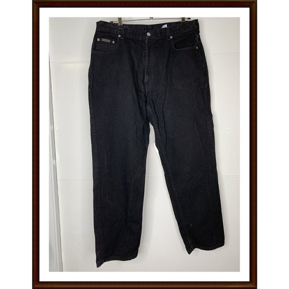 VINTAGE Calvin Klein CK Stonewashed Jeans Size 15 Black Button Fly 30x32 USA